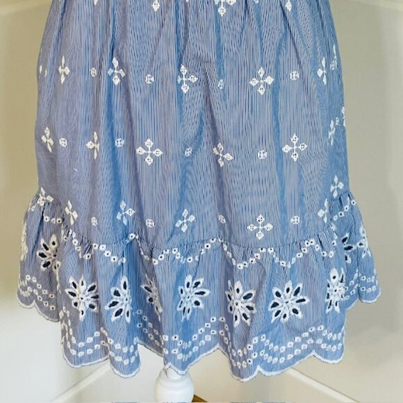BB Dakota NWT Ruffled Embroidered Eyelet Blue & White Dress Medium - Picture 6 of 11